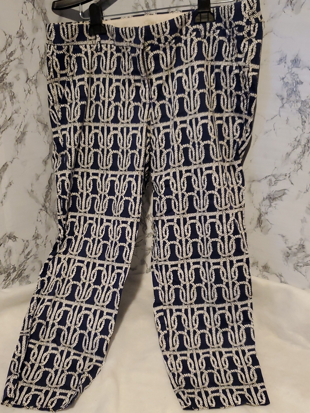 J. Crew Navy and White Rope-Print Chinos